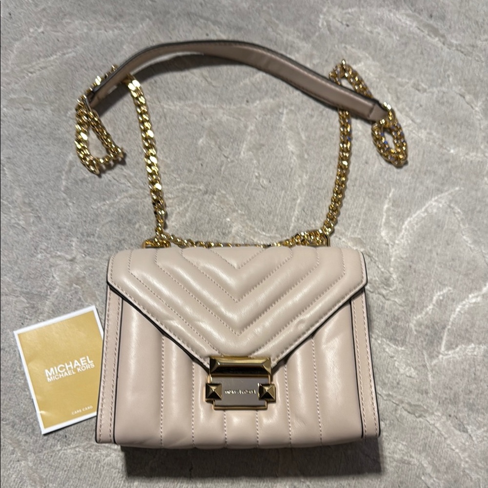 Michael Kors light pink and Gold Quilted Crossbody Bag